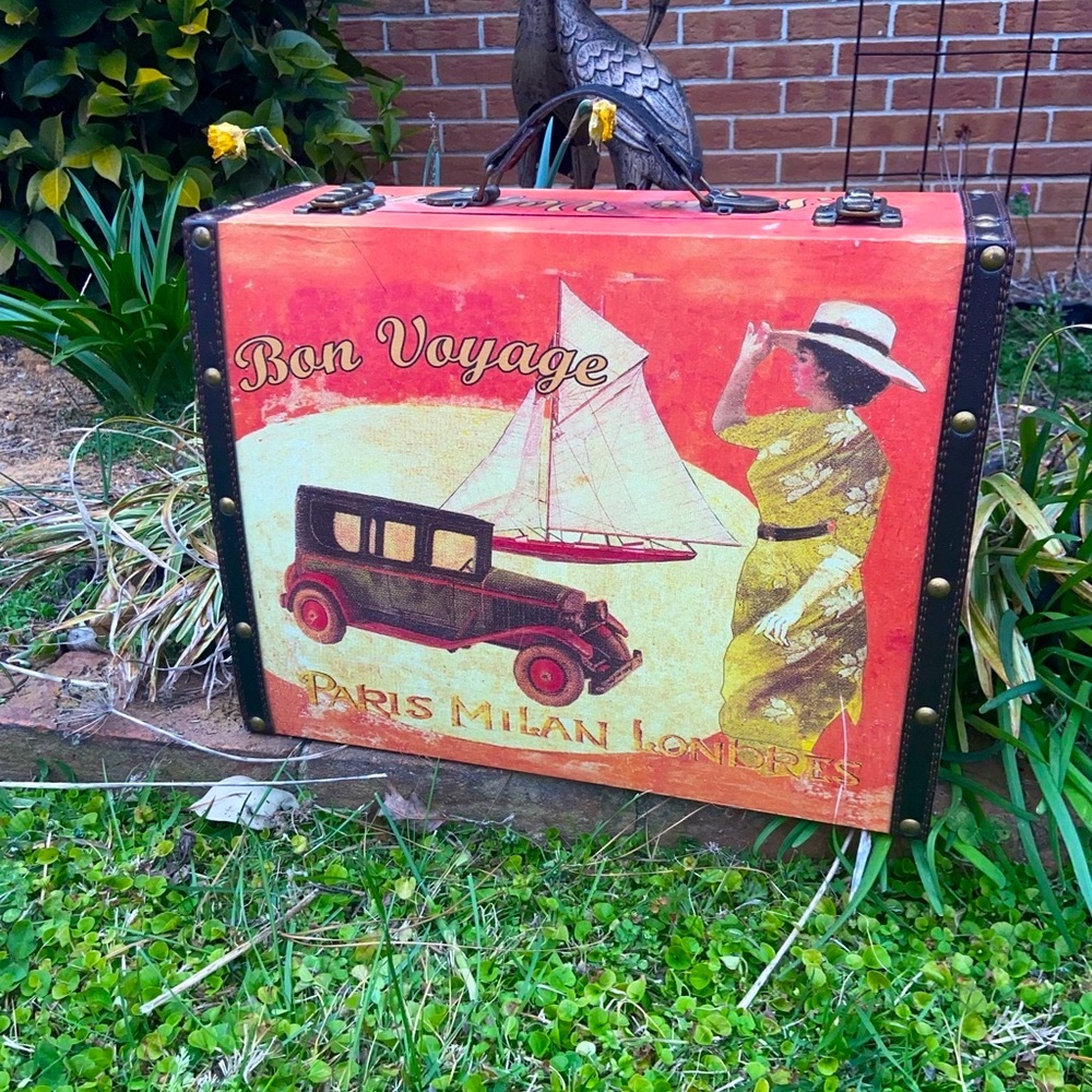 Vintage French Decorative Travel Wooden Storage Box